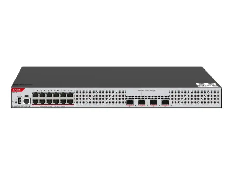 RG-S5350-12GT4XS-P-E 12-Port GE Layer 3 Managed Access Switch with PoE+, 4-Port 10GE Uplink